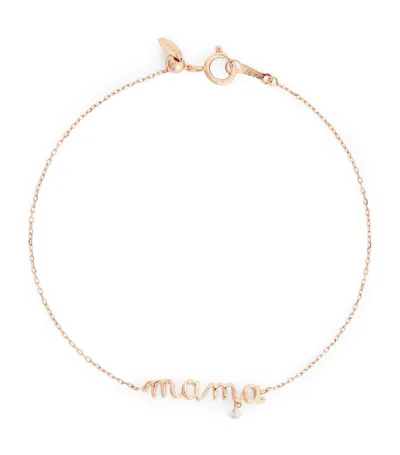 Persée Rose Gold And Diamond Around The Words Mama Bracelet In Yellow Gold