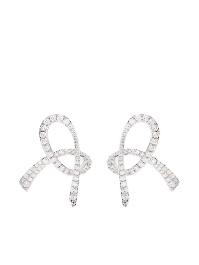 Shushu-tong 3d Crystal-embellished Bow Earrings In Silber