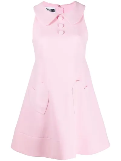 Moschino Heart-patches Mini Dress In Baby Pink