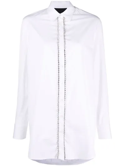 Philipp Plein Crystal-embellished Cotton Shirt In White