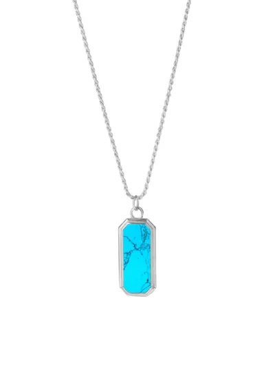 Degs & Sal Turquoise Pendant Necklace In Rhodium Plated Sterling Silver, 24