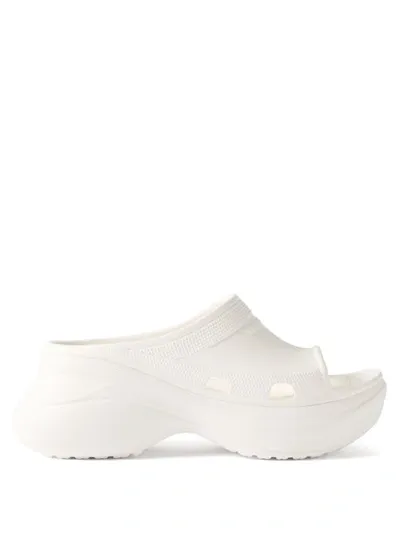 Balenciaga X Crocs Logo-embossed Platform Slides In White