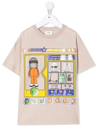 Fendi Kids' Avatar Look T-shirt In Neutrals