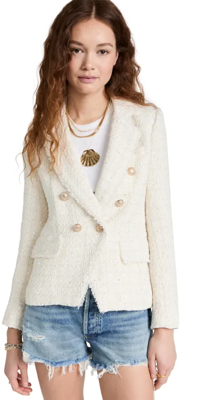 Generation Love Eliza Tweed Blazer In Cream Pink