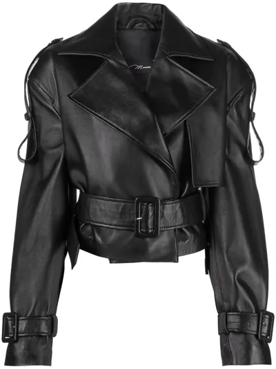 Manokhi Hana Cropped Biker Jacket In Black