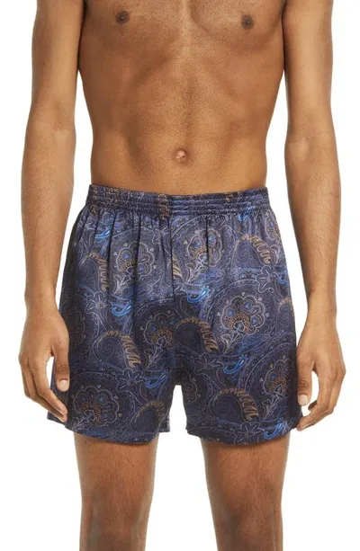 Majestic Men's Silk Paisley Boxer Shorts In Burgundy