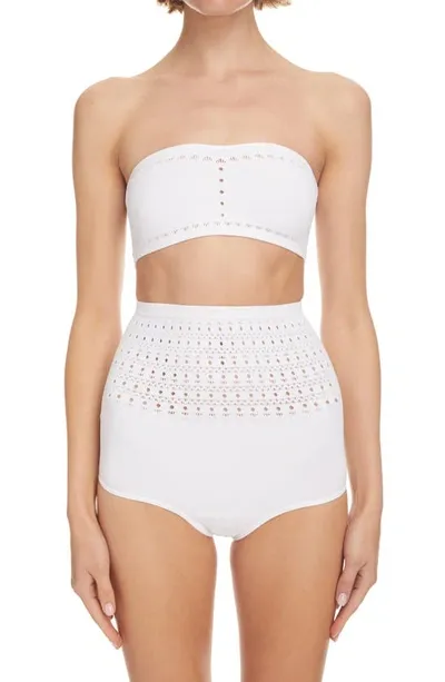 Alaïa Vienne Perforated Seamless Two-piece Swimsuit In White