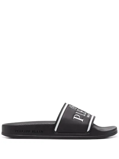 Philipp Plein Logo Print Slides In Black