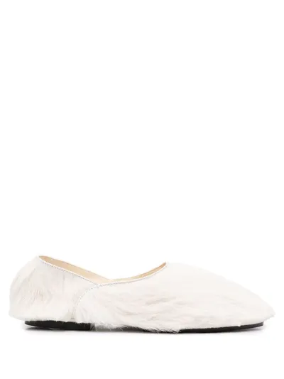 Jil Sander Textured Almond-toe Ballerina Shoes