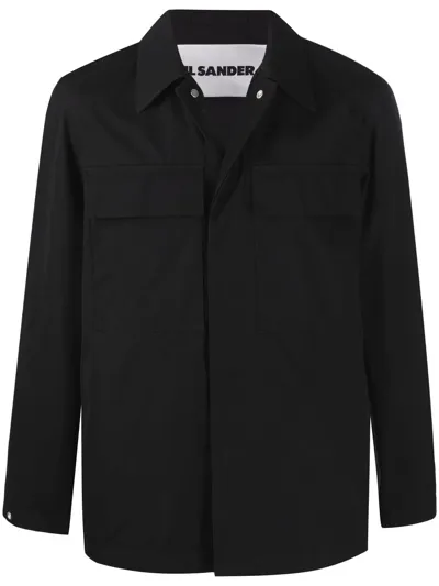 Jil Sander Concealed-front Shirt Jacket In Black