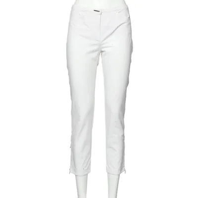 Pre-owned Sportmax White Cotton Tapered Leg Pants S