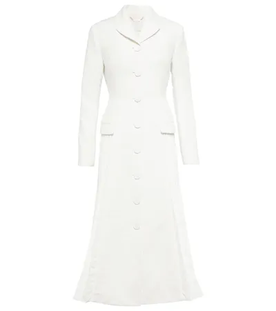 Erdem Calla Pleat-detail Cloqué Coat In Neutrals