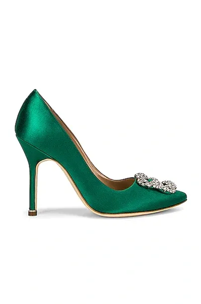 Manolo Blahnik Hangisi 105 Satin Heel In Bright Green