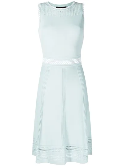 Paule Ka Perforated Panel Midi Dress In Blue