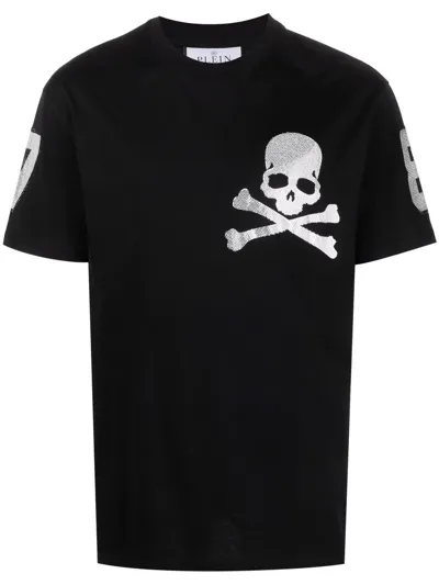 Philipp Plein Embellished Skull-print T-shirt In Black