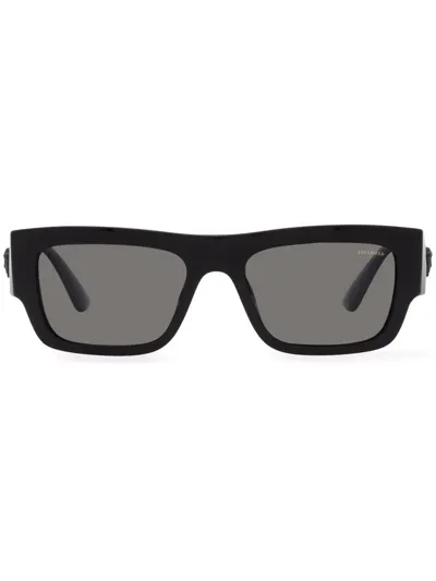 Versace Logo-plaque Square-frame Sunglasses In Black