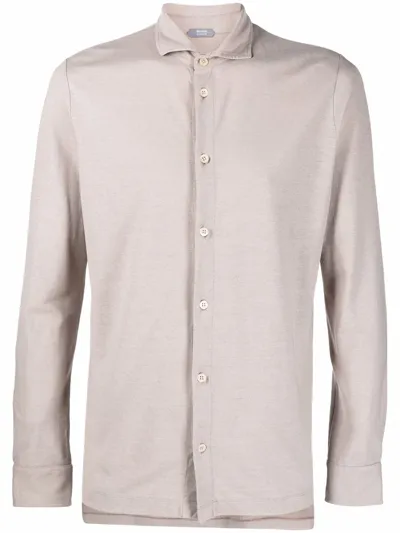 Zanone Slim-cut Button-down Shirt In Nude