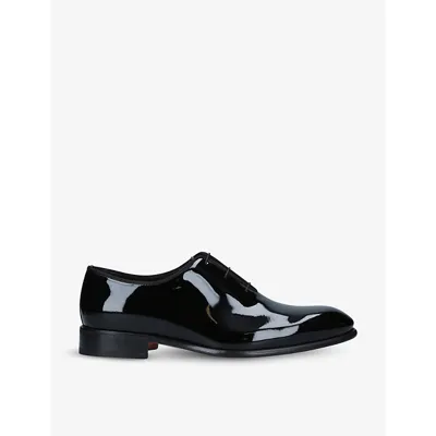 Santoni Patent Carter Wholecut Oxford Shoes In Black