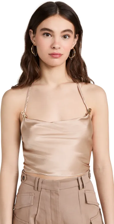 Rokh Brown Silk Tank Top In 08bronze