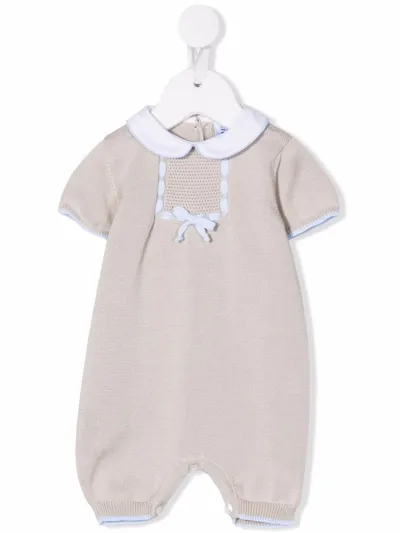 Siola Babies' Bow-detail Knitted Romper In Beige