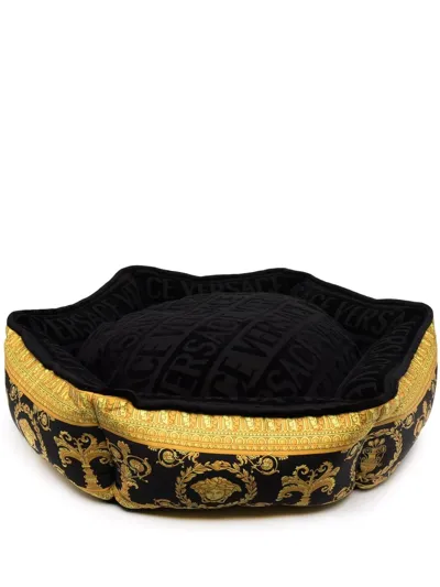 Versace Baroque-print Dog Bed In Nero