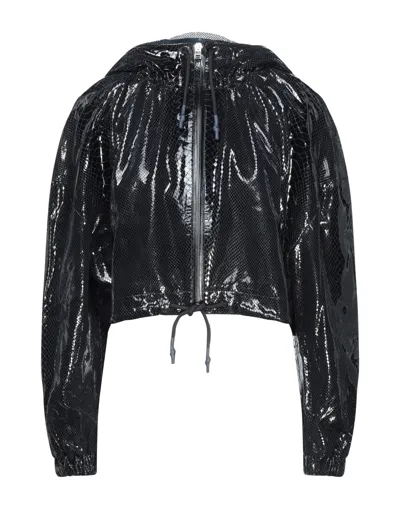 Remain Birger Christensen Maya Snake-effect Leather Hooded Jacket In Dark Blue