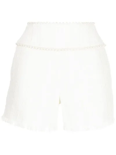 Edward Achour Paris High-waisted Tweed Short In White