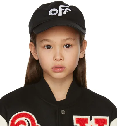 Off-white Kids Logo-embroidered Cotton Baseball Cap In Black