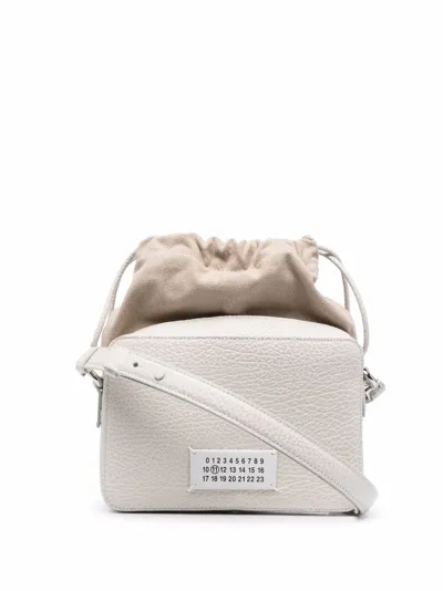 Maison Margiela Grained Leather Shoulder Bag In White