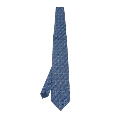 Pre-owned Lanvin Blue Circle Print Silk Tie