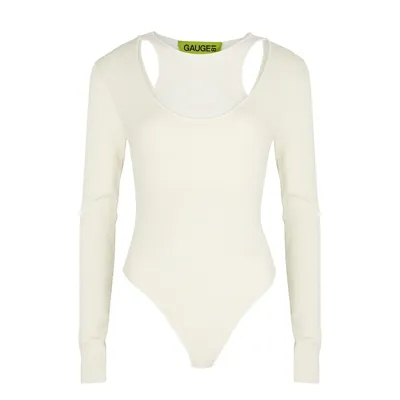 Gauge81 Gyda Ivory Stretch-knit Bodysuit In Off White