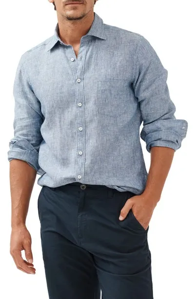 Rodd & Gunn Seaford Linen Button-up Shirt In Denim