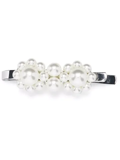 Simone Rocha Pearl-embellished Hair Clip In Silber