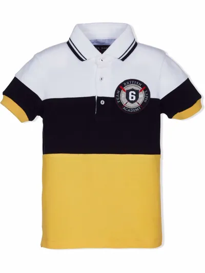 Lapin House Kids' Embroidered-logo Colourblock Polo Shirt In Yellow