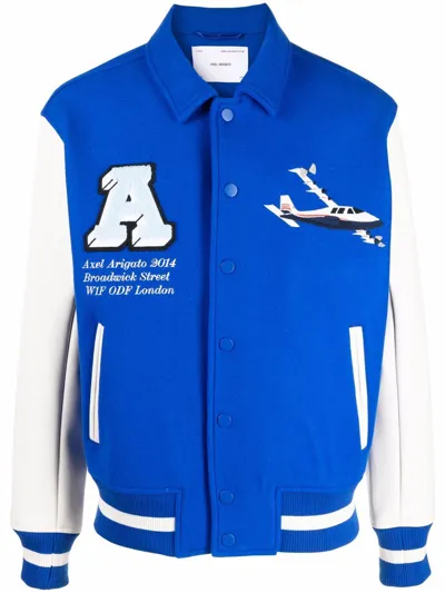 Axel Arigato Mayday Varsity Bomber Jacket In Blue,white