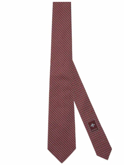 Gucci Geometric G Pattern Silk Tie In Red