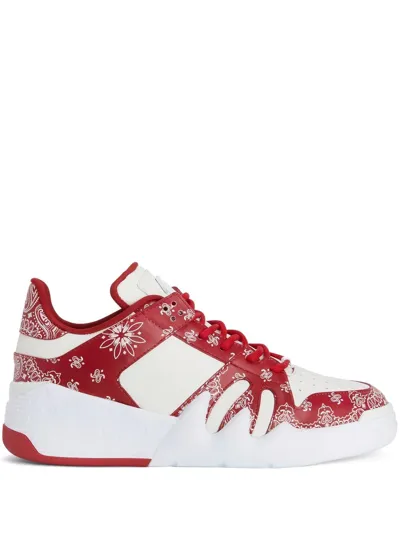 Giuseppe Zanotti Talon Paisley-print Sneakers In Red