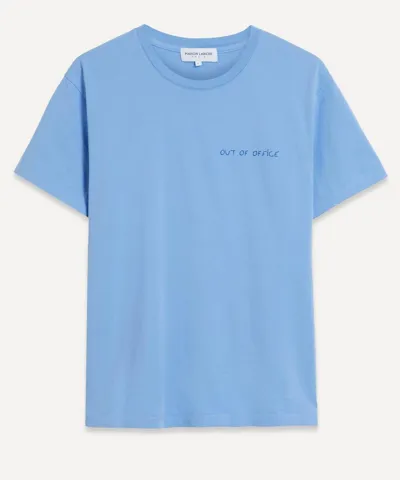 Maison Labiche Le T-shirt Popincourt Broderie Out Of Office En Coton Organique In Azur Blue