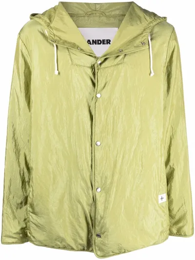 Jil Sander Drawstring Hooded Jacket In Green