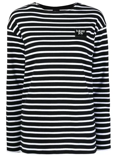 More Joy Logo Patch Breton Stripe Long Sleeve T-shirt In Black