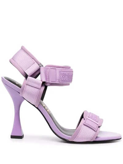 Versace Jeans Couture Logo Patch Touch-strap Sandals In Purple