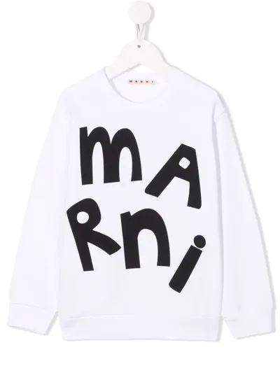 Marni Kids' Logo-print Sweatshirt In White