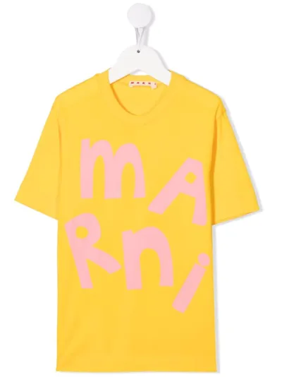 Marni Kids Yellow Maxi Logo T-shirt