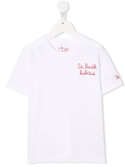 Mc2 Saint Barth Teen Embroidered-slogan T-shirt In White