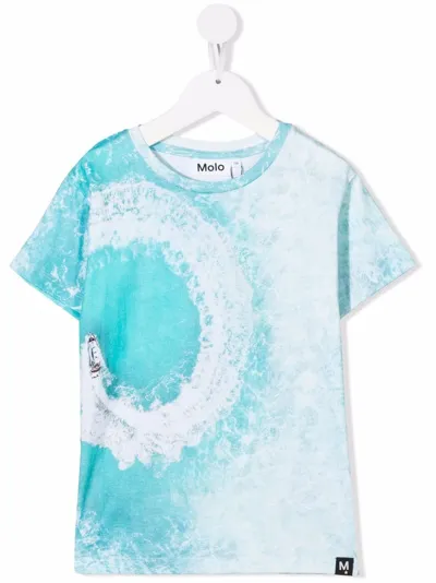 Molo Teen Boat Spin-print Organic Cotton T-shirt In Cielo