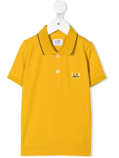 C.p. Company Kids' Logo-patch Short-sleve Polo Shirt In Yellow