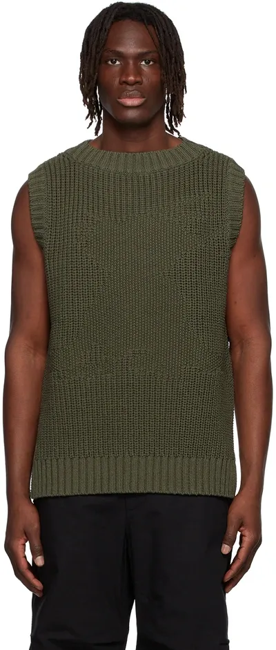 We11 Done Khaki Cotton Vest