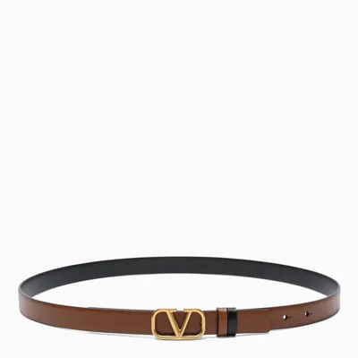 Valentino Garavani Brown/black Vlogo Reversible Belt 20 Mm