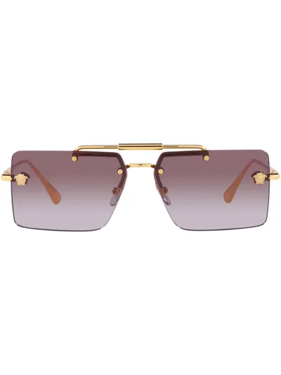 Versace Logo-plaque Sunglasses In Violet Gradient