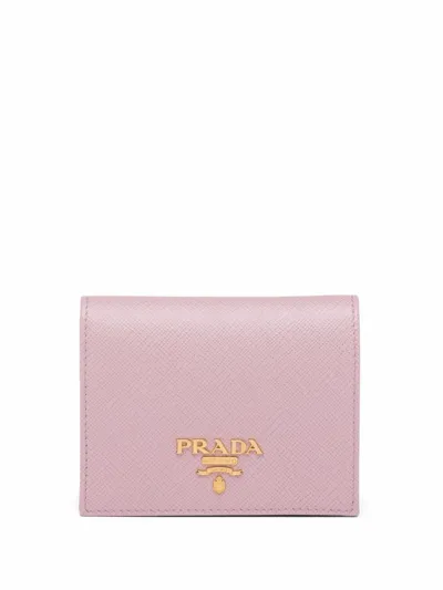 Prada Logo-lettering Compact Wallet In Rosa